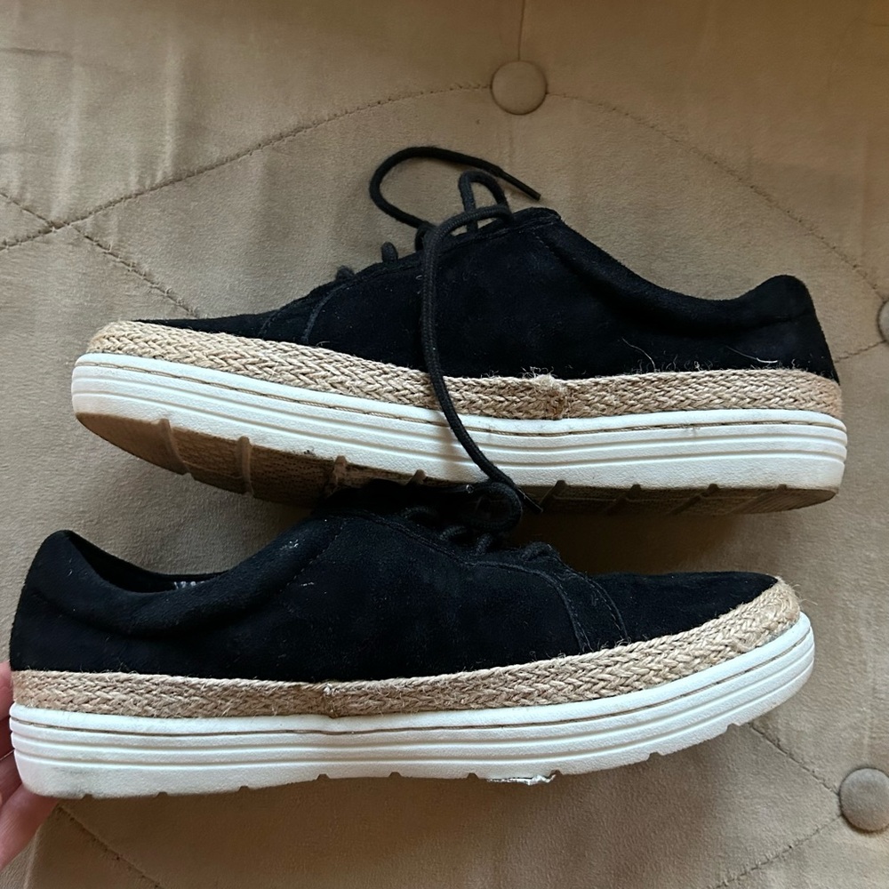 Collections By Clark’s 6 Black Suede Hemp Lace Shoes Casual Sneakers Shoes